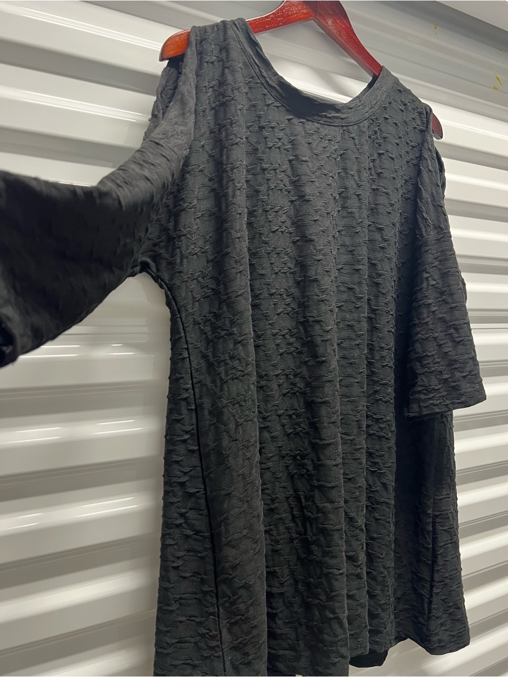 Women's Black Cold-Shoulder Textured Top